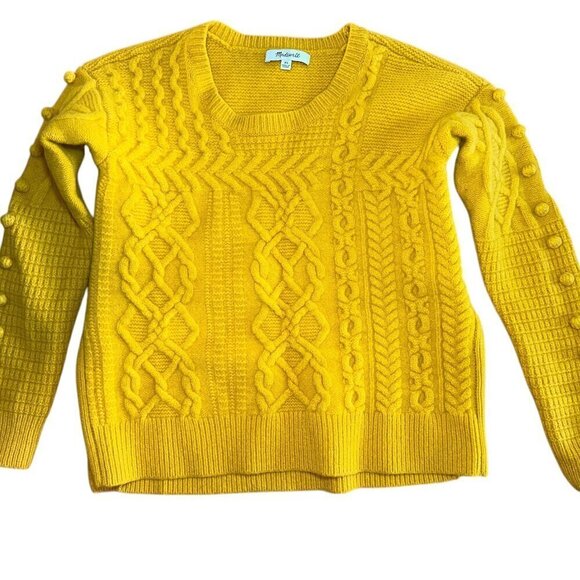 Madewell yellow cable wool sweater 100% Merino Wool Size XS - Picture 2 of 7